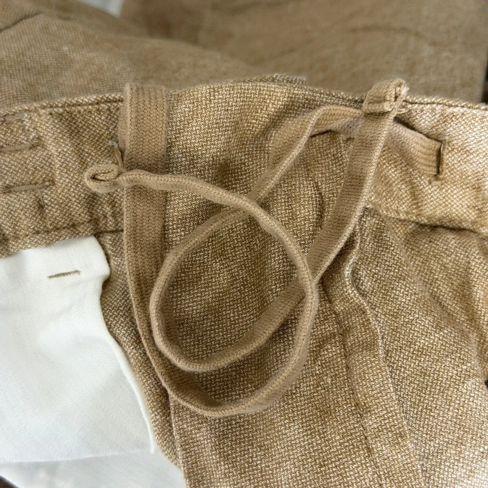 Banana Republic LINEN Blend Mason Athletic Tapered Pant Mens 34x28 Tan Casual